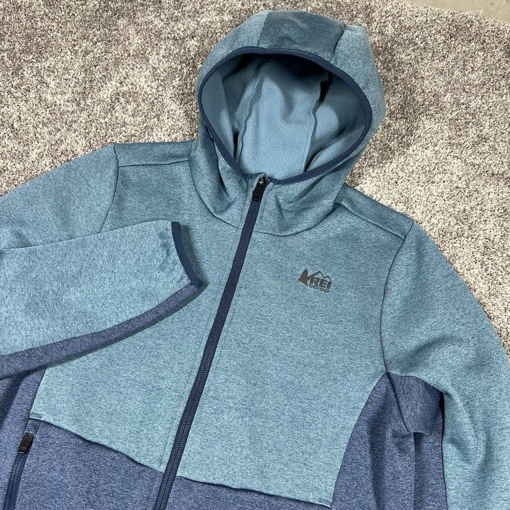 REI Coop Kids Blue Hiking Fleece Zip Hoodie Jacket Youth Size Large 12